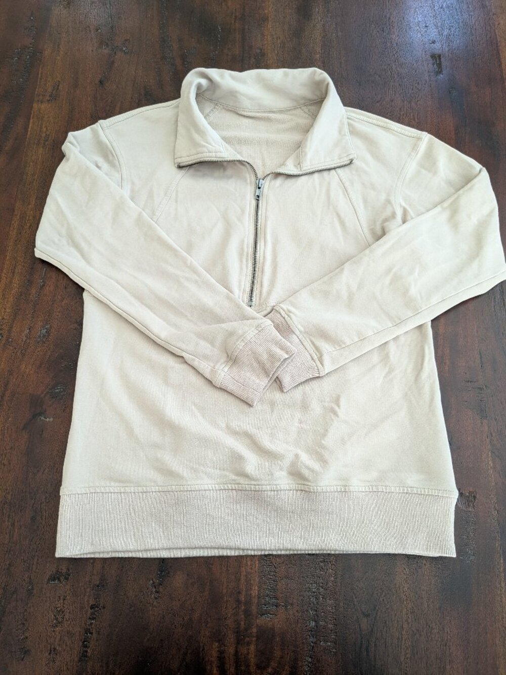 Cozy Beige Quarter-Zip Lightweight Pullover Sweater - Size S